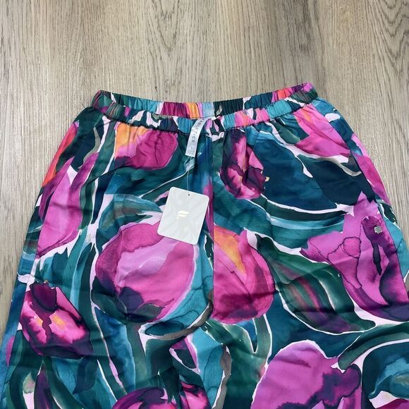 Fabletics Sleep Pant Womens Small Painted Tulips Pink Green Lounge Pajama Pants - Picture 2 of 12